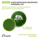 RHINO SKIN DODGE BALL SET  6" (RAINBOW)