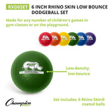 RHINO SKIN DODGE BALL SET  6" (RAINBOW)