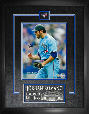 Romano,J Signed 8x10 Etched Mat Photo Blue Jays Light Blue Celebration-V