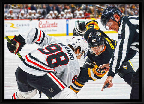 Bedard,C 20x29 Framed Canvas Blackhawks vs Crosby