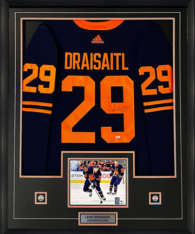 Draisaitl,L Signed Framed Jersey Oilers Adidas Navy(FRM-JERS-6)