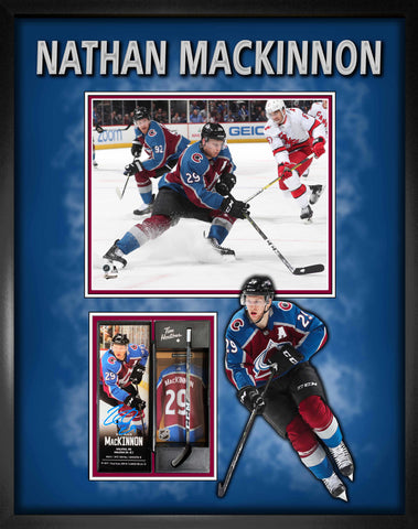 MacKinnon,N Signed Tim Hortons Framed Mini-Stick Display Avalanche